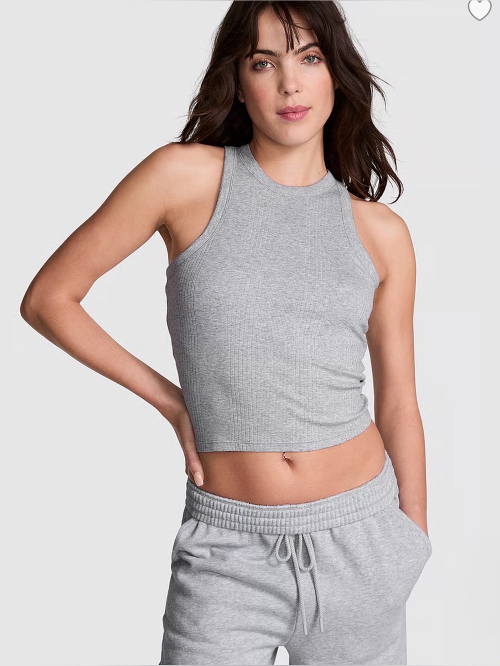 Victoria's Secret PINK Light Gray Ribbed Crew Tank
